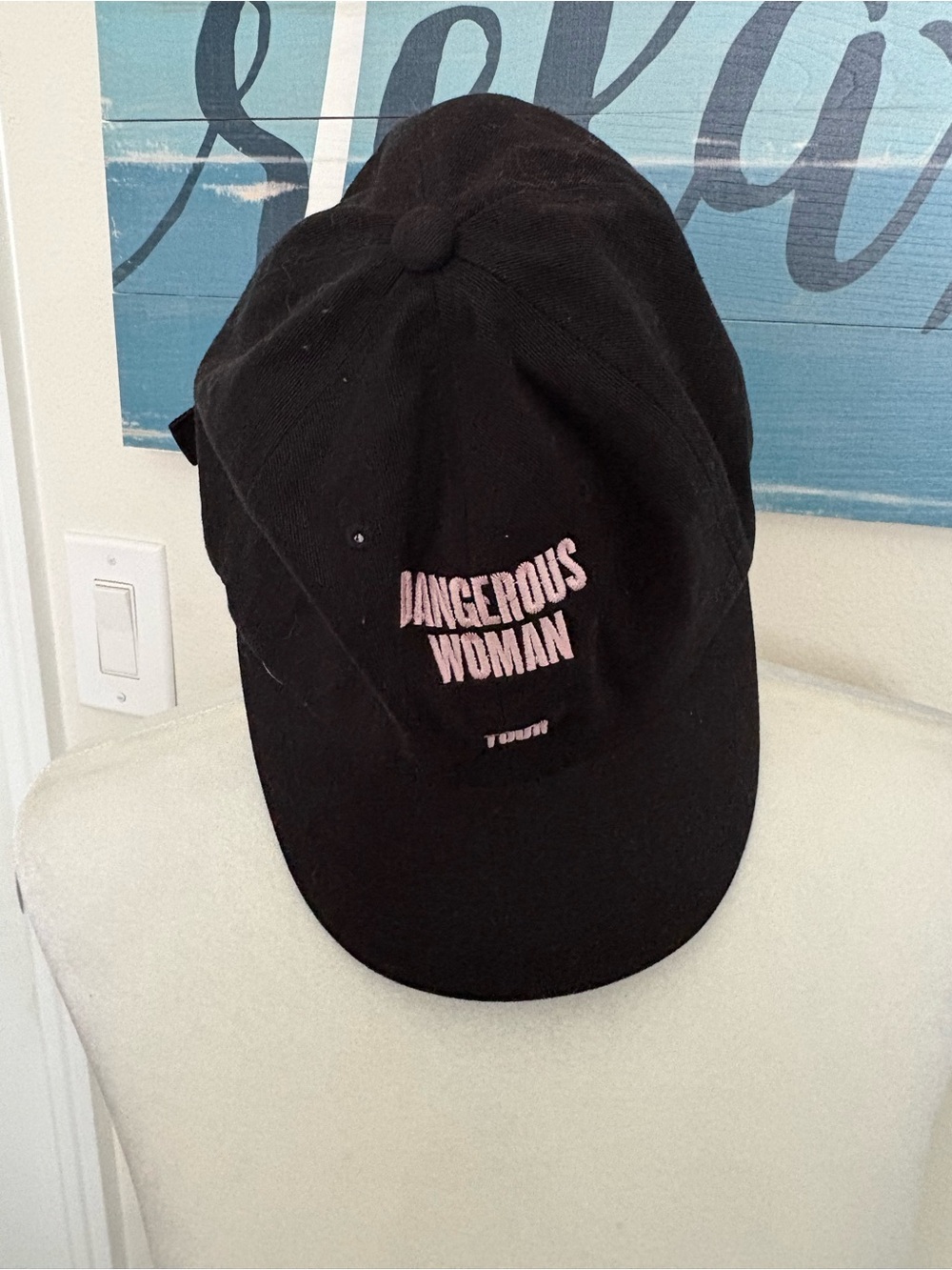 Dangerous Woman Black Baseball Cap with Pink Embroidery 3017 Tour